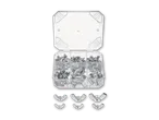 Eine transparente Box mit verschiedenen Größen von Wing-Muttern der Marke Parkside.