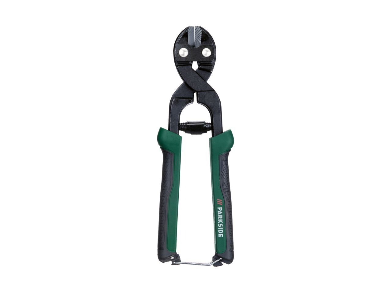 Green-handled cable cutters.