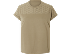 Khaki blus med broderade detaljer över axlarna.