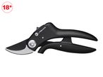 Black Fiskars pruning shears with an 18+ age restriction symbol.