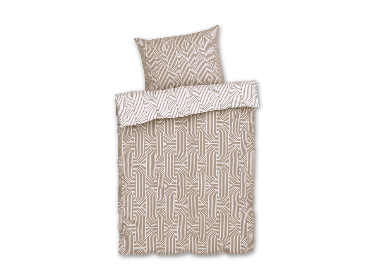 Bettwäsche-Set mit geometrischem Muster in Beige und Weiß