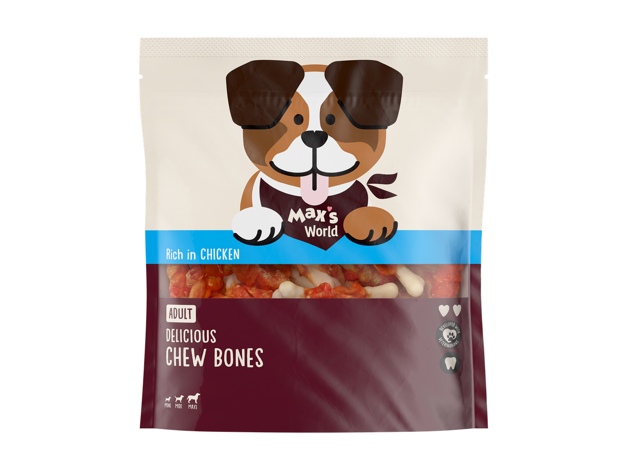 MAX лакомство за кучета Delicious Chew Bones с пилешко.