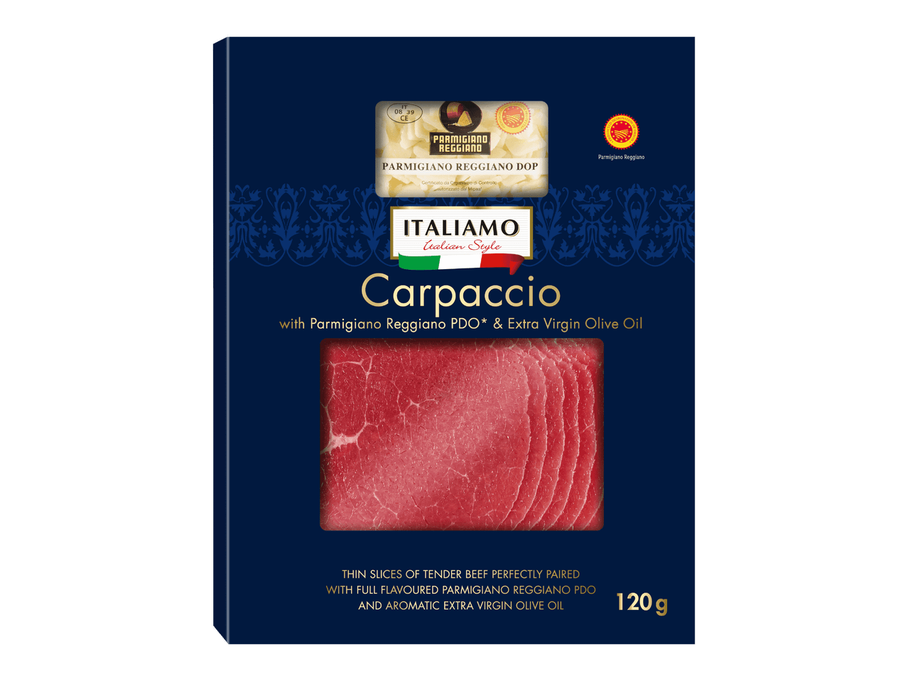 Italiamo Carpaccio Parmigiano Reggiano PDO:lla ja oliiviöljyllä, 120 g