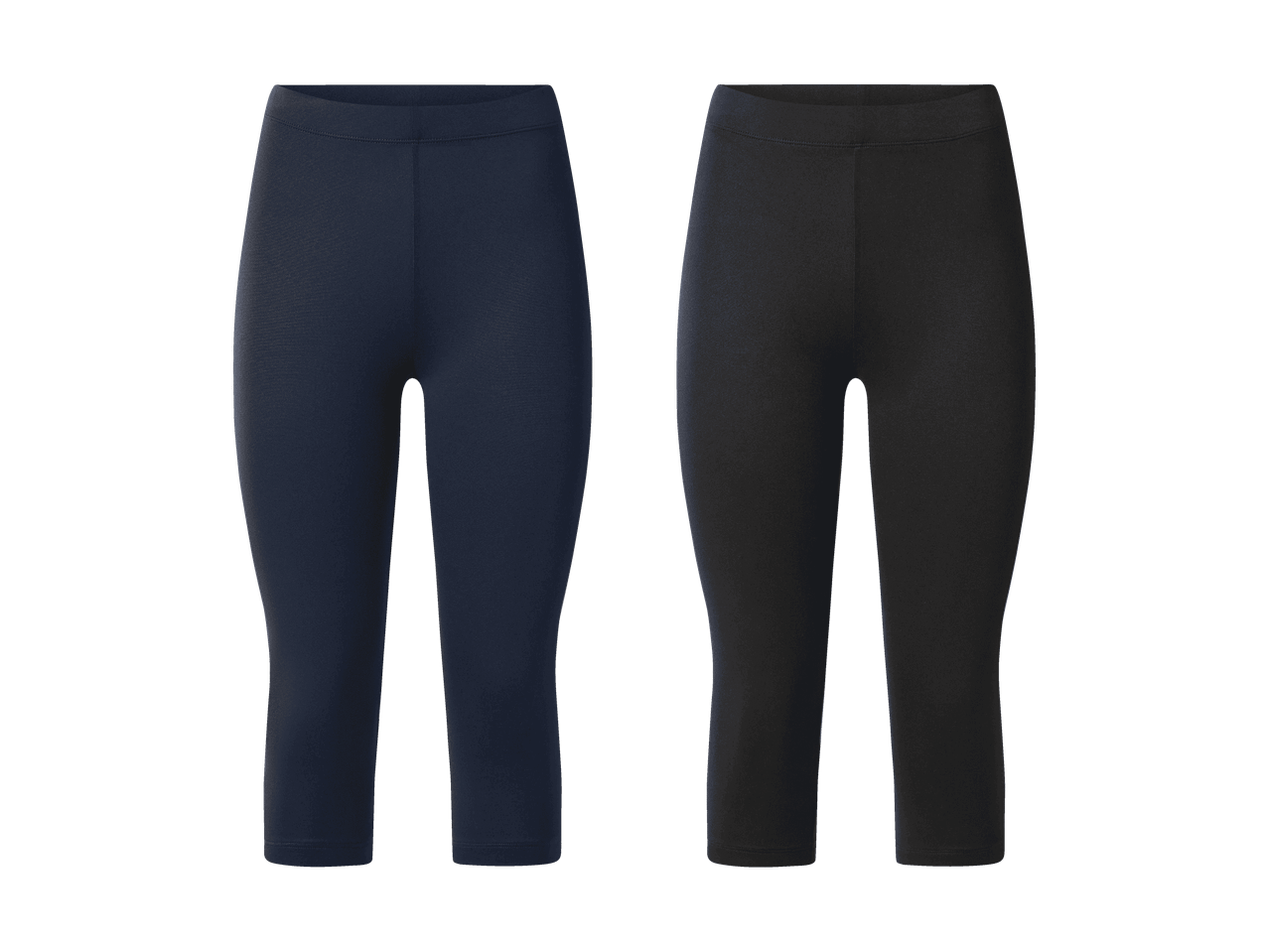 Deux leggings capri en bleu foncé et noir