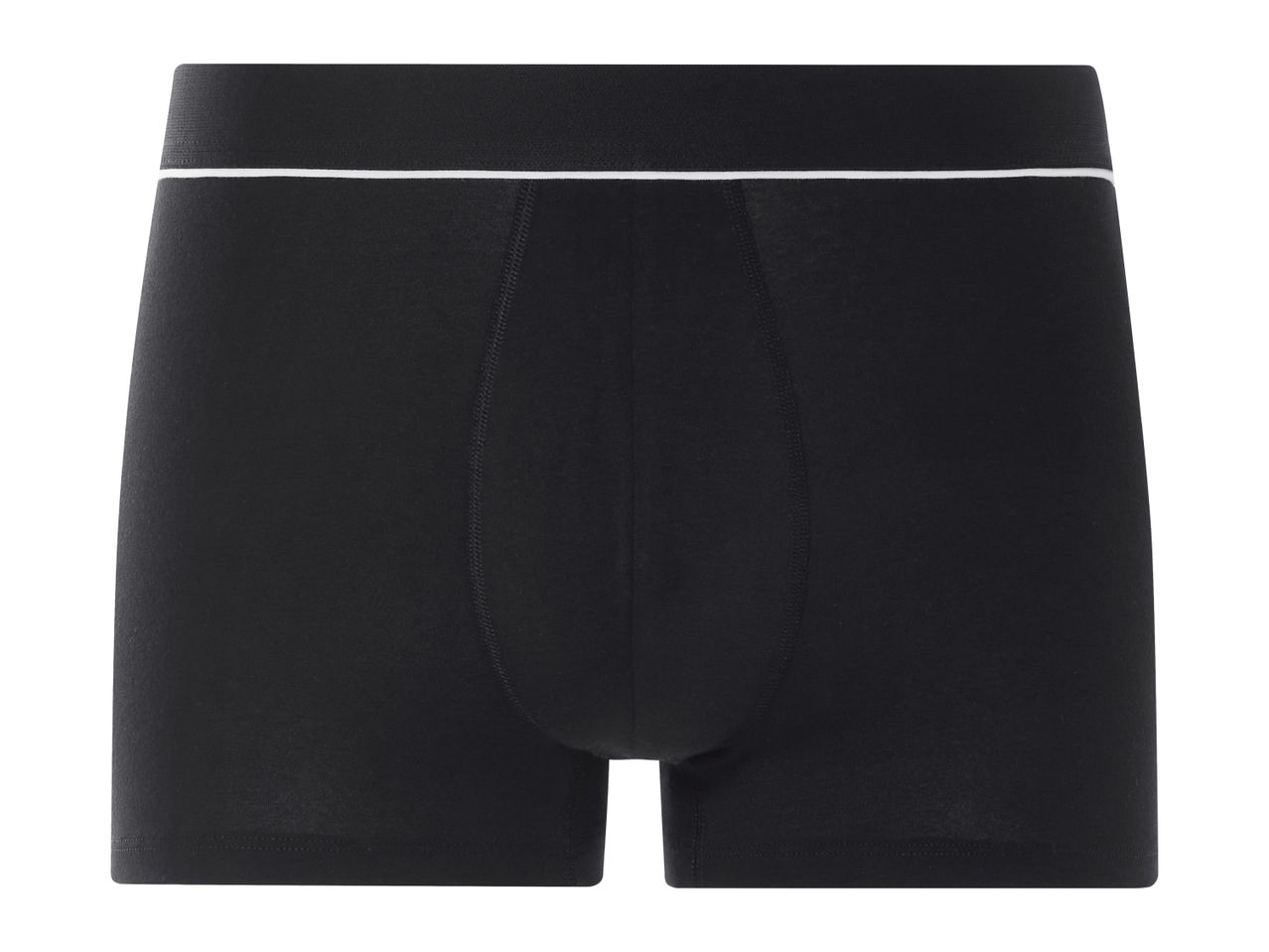 Black men's boxer briefs with a white waistband.