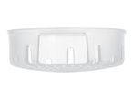 White plastic basket with slotted sides and a perforated bottom, for kitchen or bathroom use.
