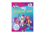 My Little Pony colouring book with colourful pages, featuring three ponies.