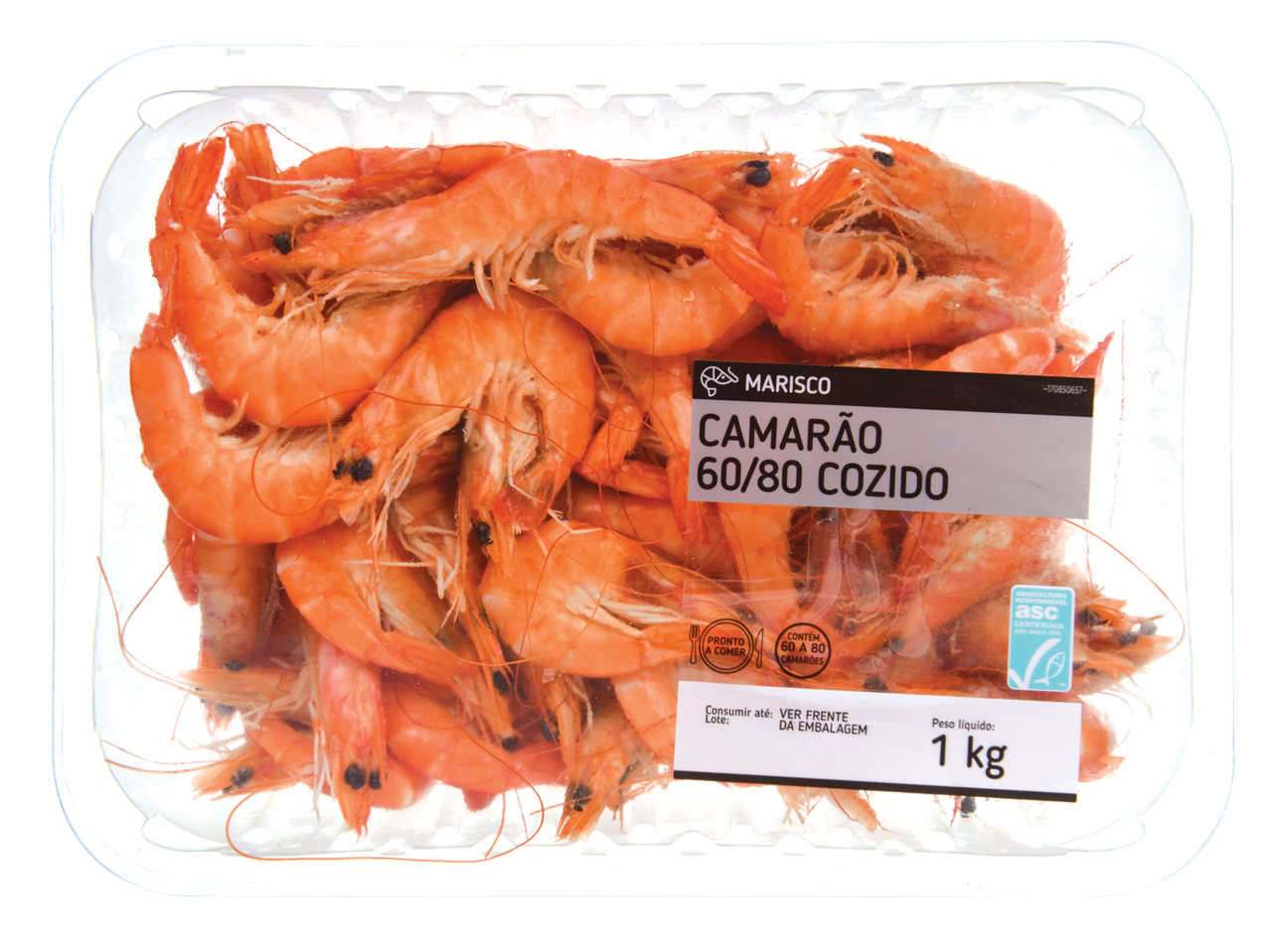 1 kg de camarão cozido 60/80.