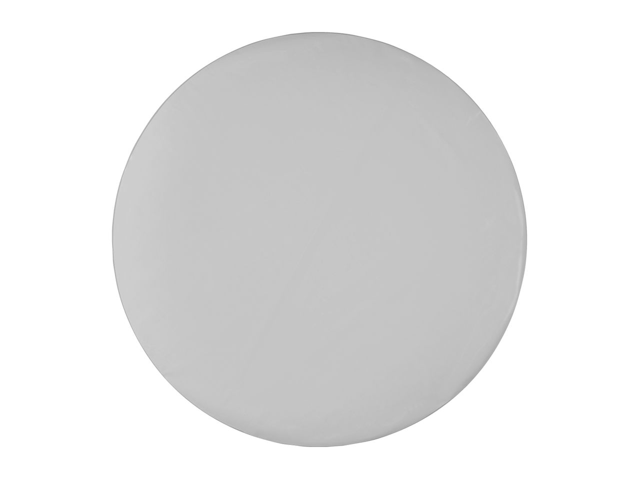 A plain, light grey circular disc or plate.