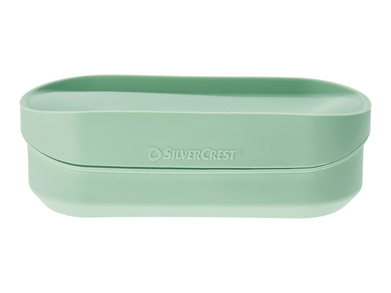 Light green rectangular food storage container with a lid.