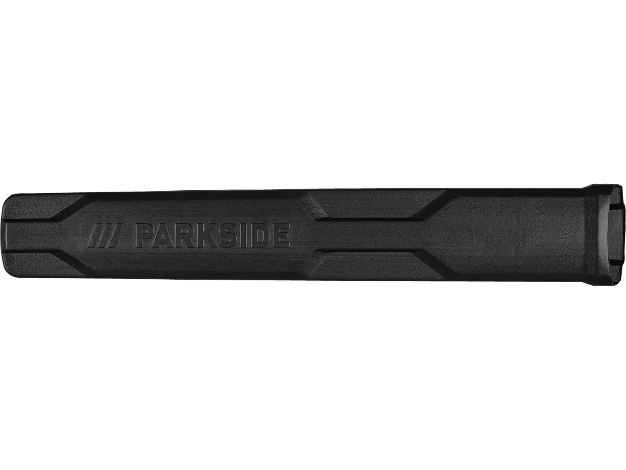 Fekete markolat egy Parkside® 20 V sövényvágóról.