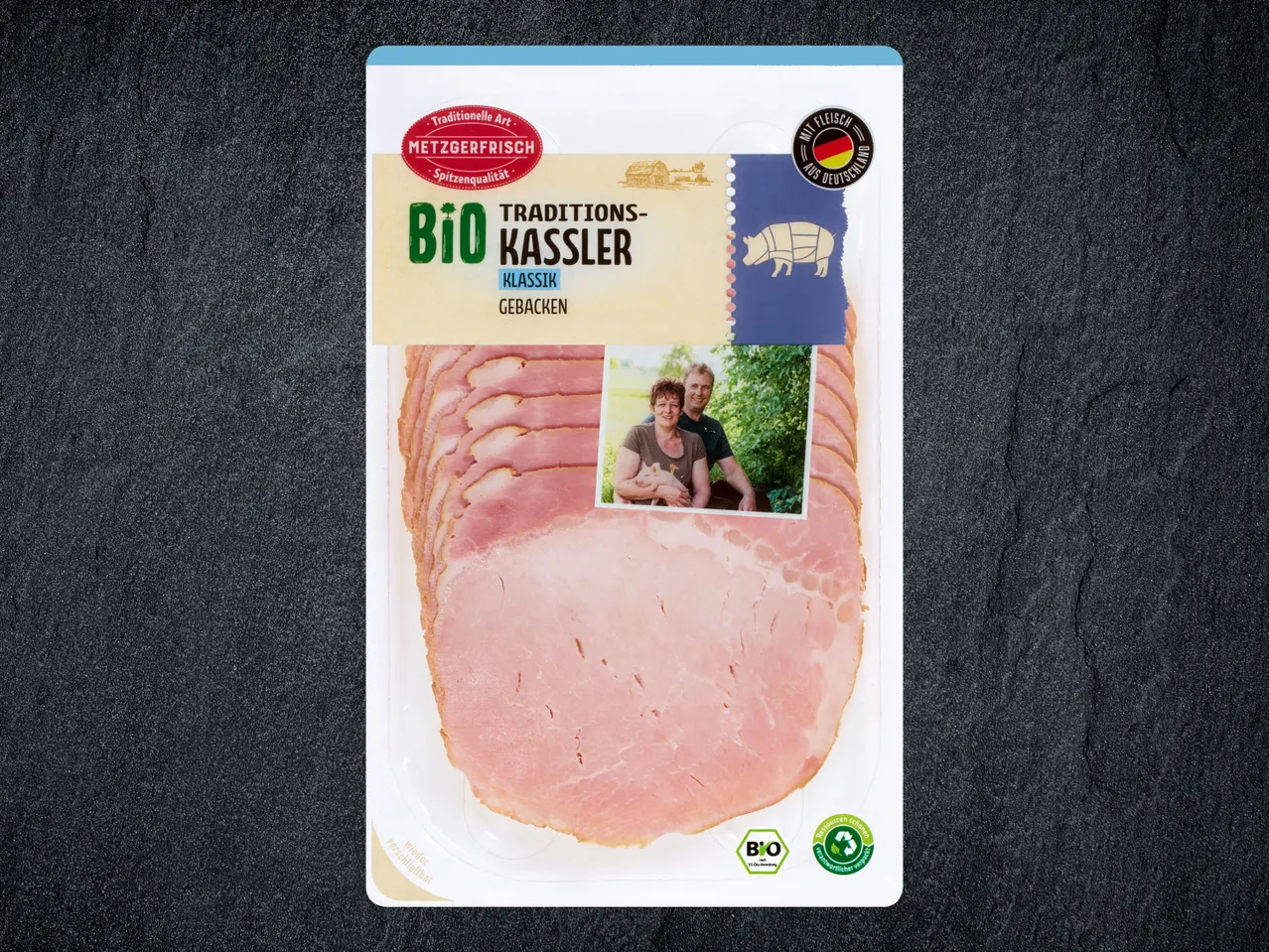 Bio Tradítions-Kassler, klassische gebackene Scheiben.