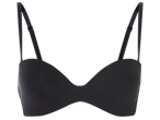 Черен сутиен без презрамки с формовани чашки и тънки презрамки.