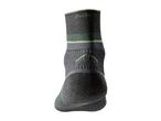 A rear view of a dark gray and green Crivit hiking sock.