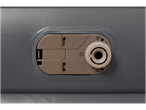 Close-up of an inflatable mattress's air valve.