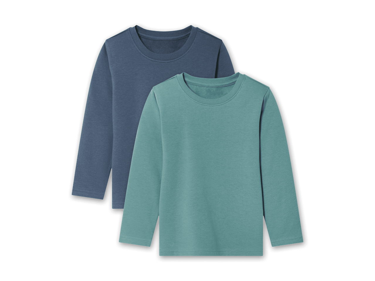 Zwei langärmelige T-Shirts in Blau und Türkis.