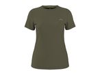 Dark green short-sleeved sports t-shirt with a small grey logo on the chest.