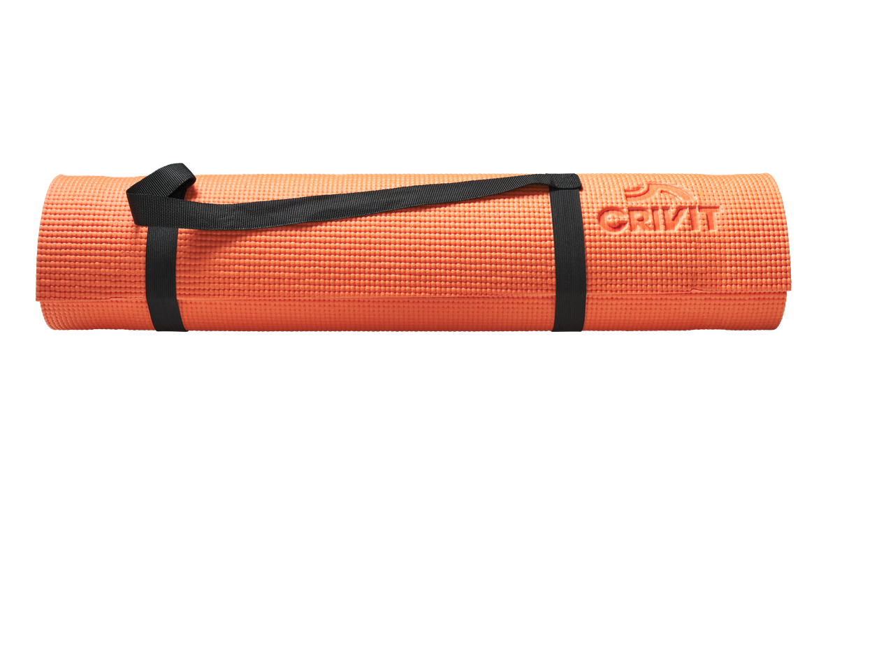Oranž CRIVIT treeningmatt musta rihmaga