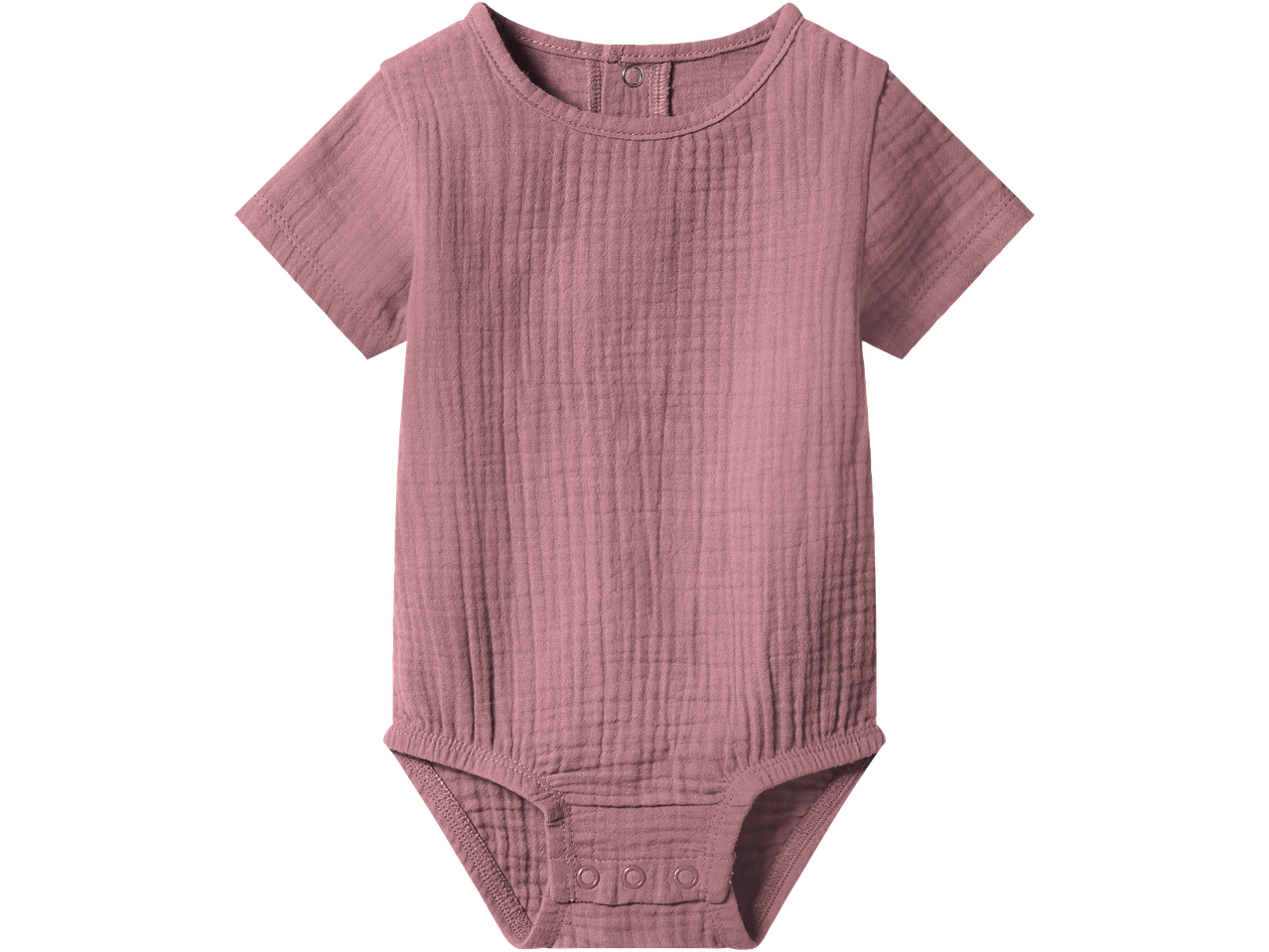 LUPILU bodi za bebe od muslina u ružičastoj boji s kratkim rukavima i gumbima.