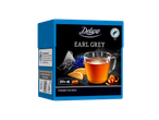 Sachets de thé pyramidaux Deluxe Earl Grey avec des tranches d'orange et une tasse de thé.