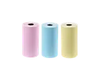 Três rolos de papel térmico colorido (rosa, azul, amarelo) para mini impressora de bolso TRONIC.