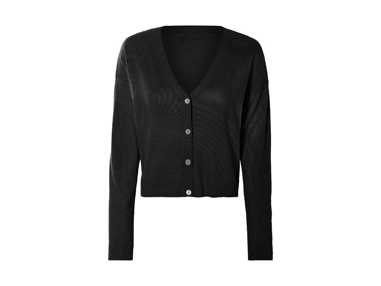 Sort kort cardigan med V-hals.