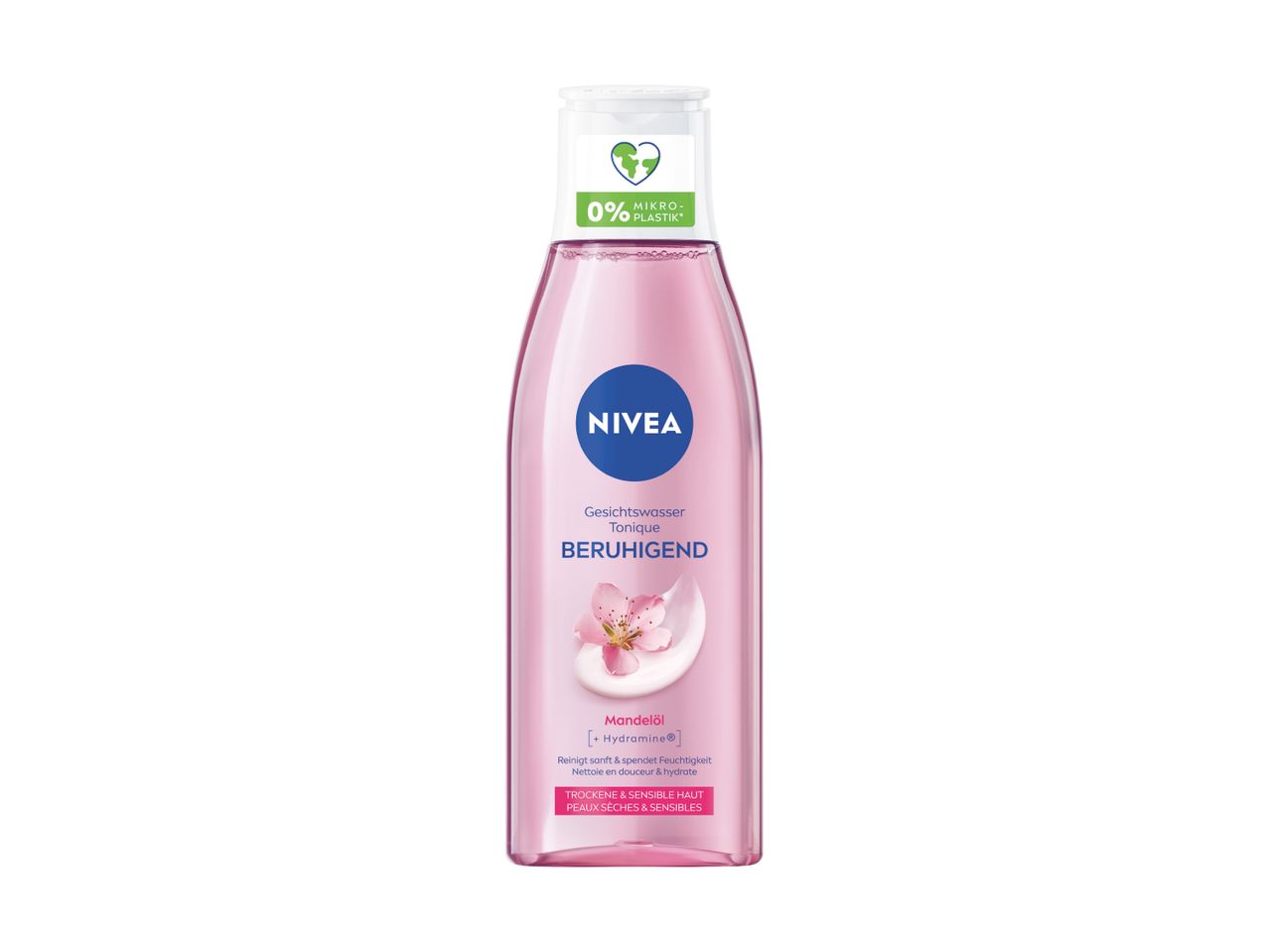 Una bottiglia di lozione corpo Nivea rosa.