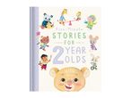 Children's storybook with cartoon animals and text: 'Five-Minute Stories for 2 Year Olds'