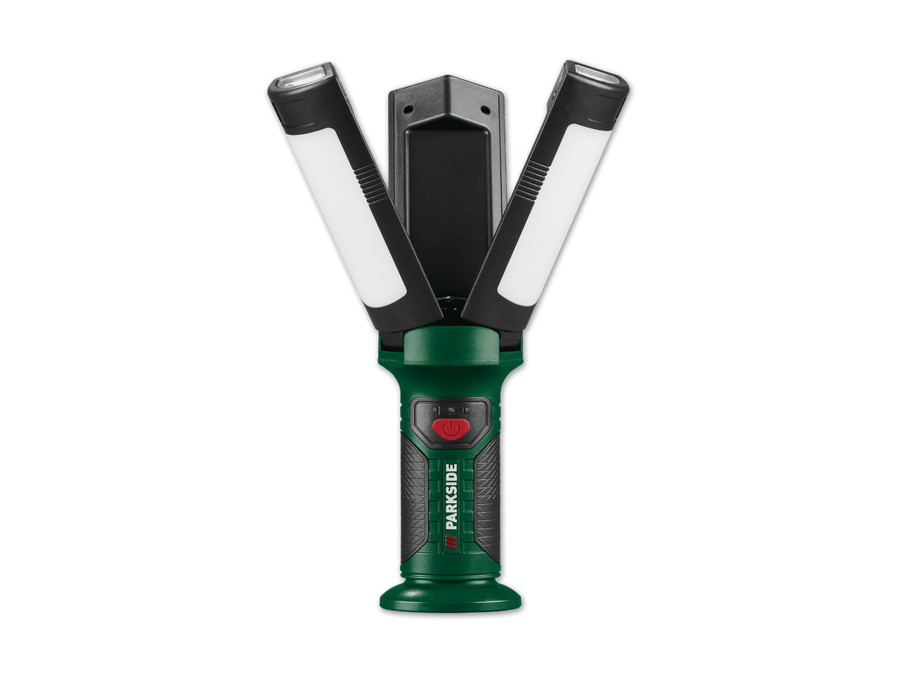 Parkside Akku-Arbeitsleuchte mit zwei schwenkbaren LED-Leuchten und rotem Ein-/Ausschalter