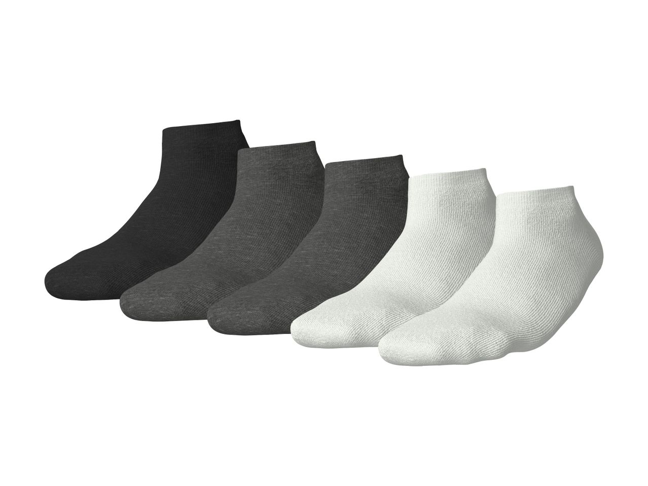Fünf Paar Socken in Schwarz, Grau und Weiß