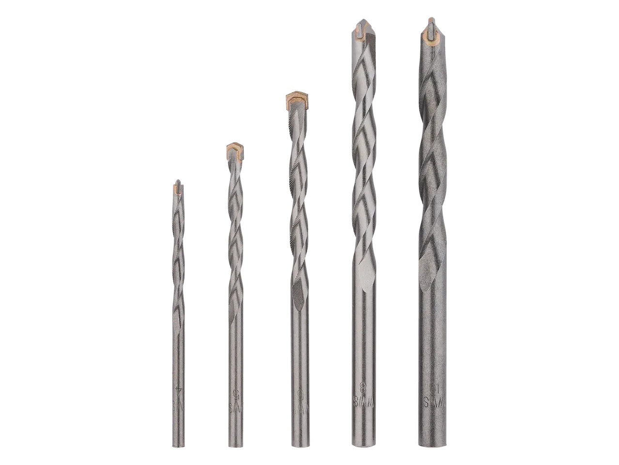 Conjunto de cinco brocas PARKSIDE em vários tamanhos, de 4 mm a 10 mm.