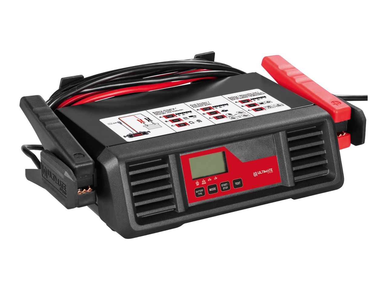 ULTIMATE SPEED battery charger and tester with jump leads