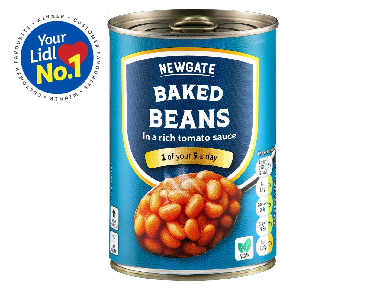 Lidl Newgate baked beans can.
