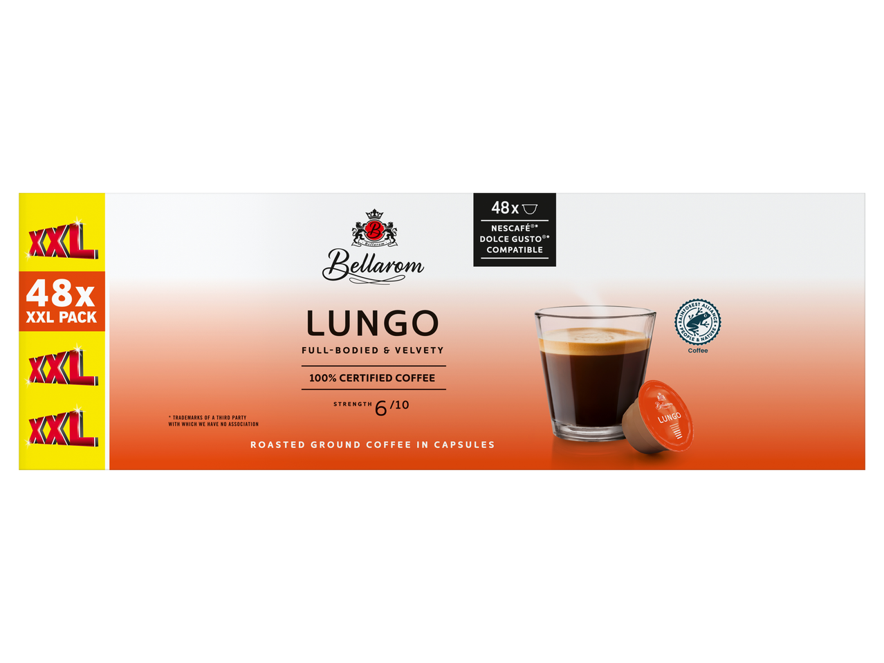 Doos Bellarom Lungo koffiecapsules, compatibel met Nescafé Dolce Gusto.