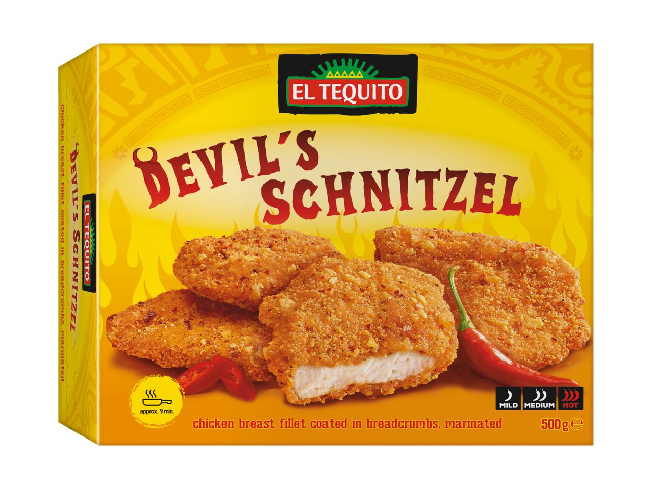 Devil's Schnitzel chicken breast fillet in breadcrumbs, marinated, 500g