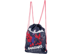 Navy gym bag with Spider-Man dinosaur characters and 'Amazing Team-Up' text
