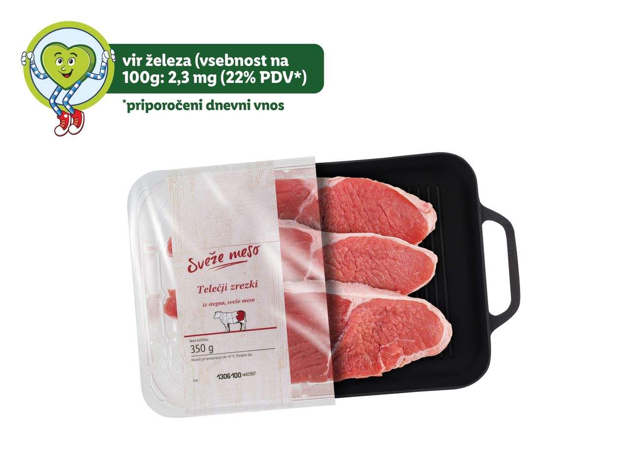 Pakiranje svežega telečjega mesa za žar.