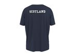 Navy blue t-shirt with 'SCOTLAND' written in white on the back.