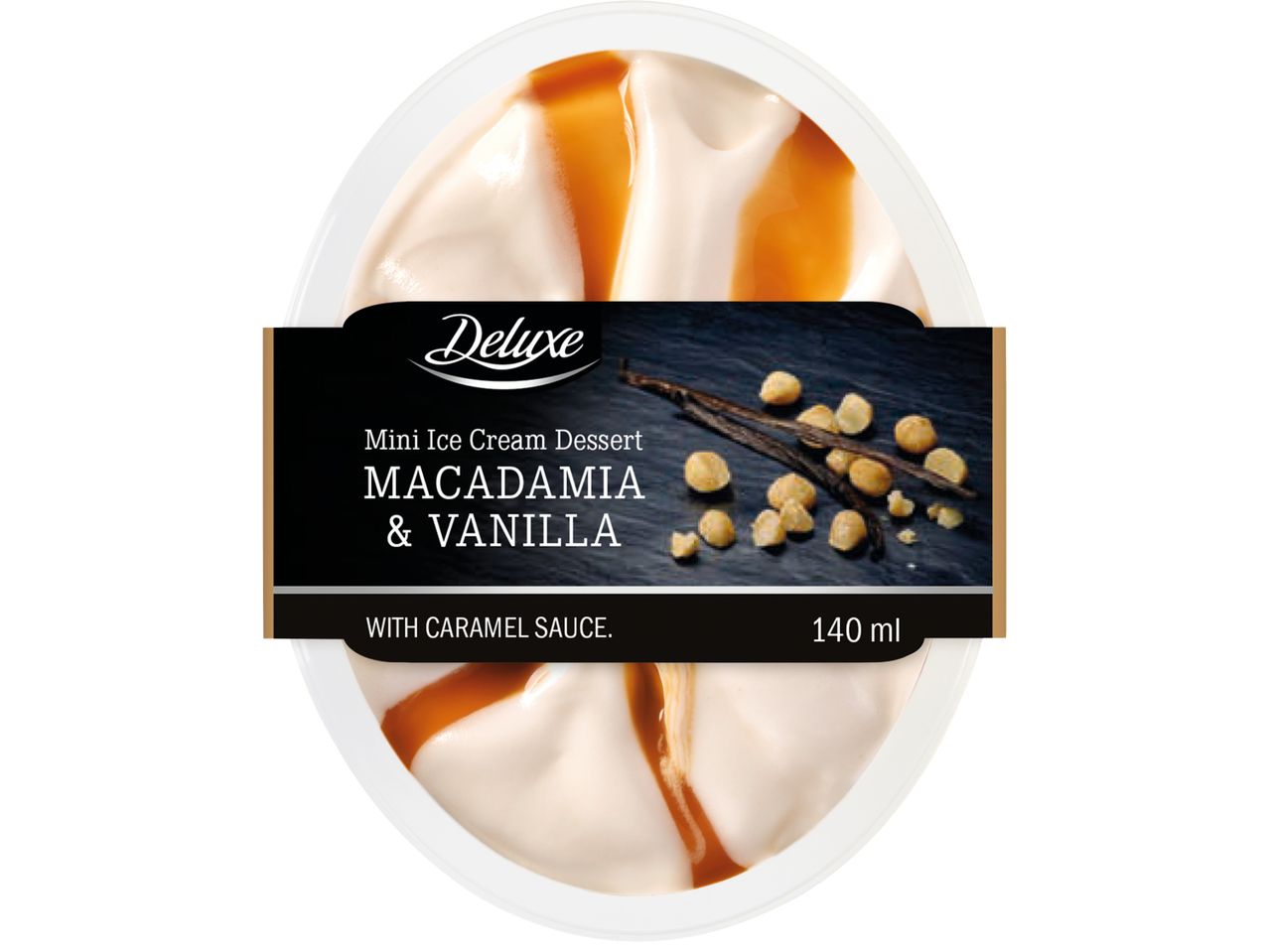 Десерт от сладолед Deluxe с макадамия и ванилия, 140 мл.