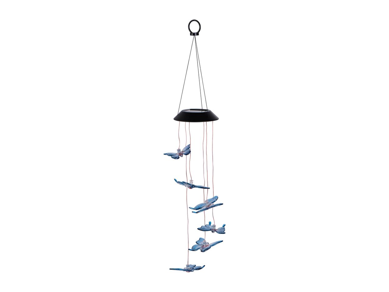 Solar-powered butterfly wind chime.