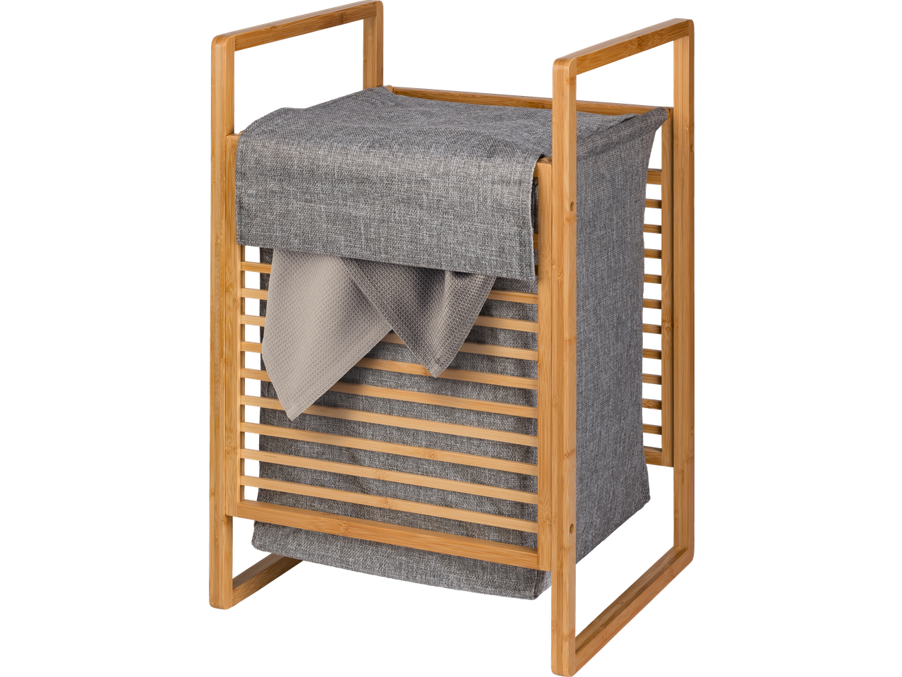 Coș de rufe LIVARNO cu cadru de bambus și căptușeală textilă gri