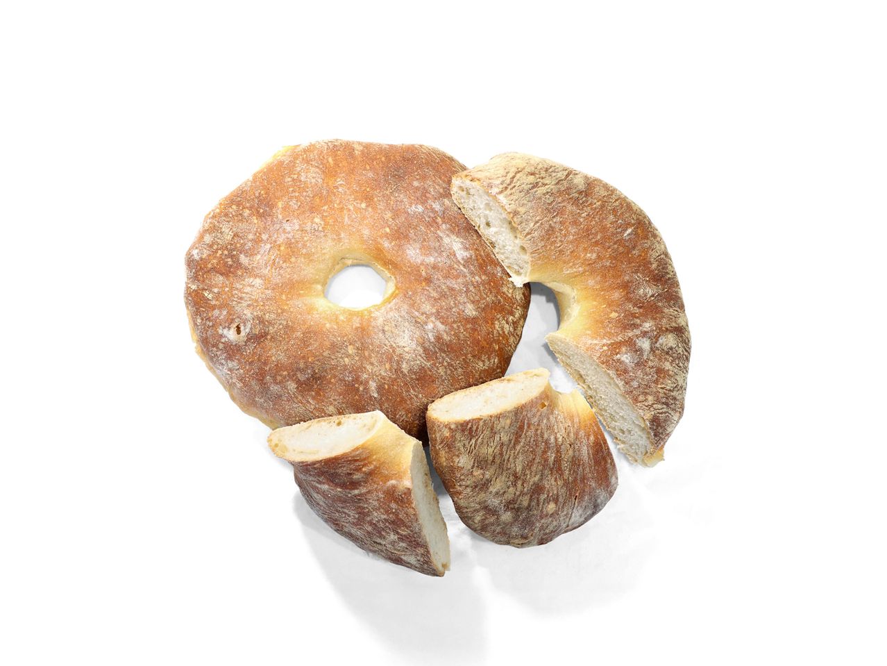 Ftira big sliced into several pieces.