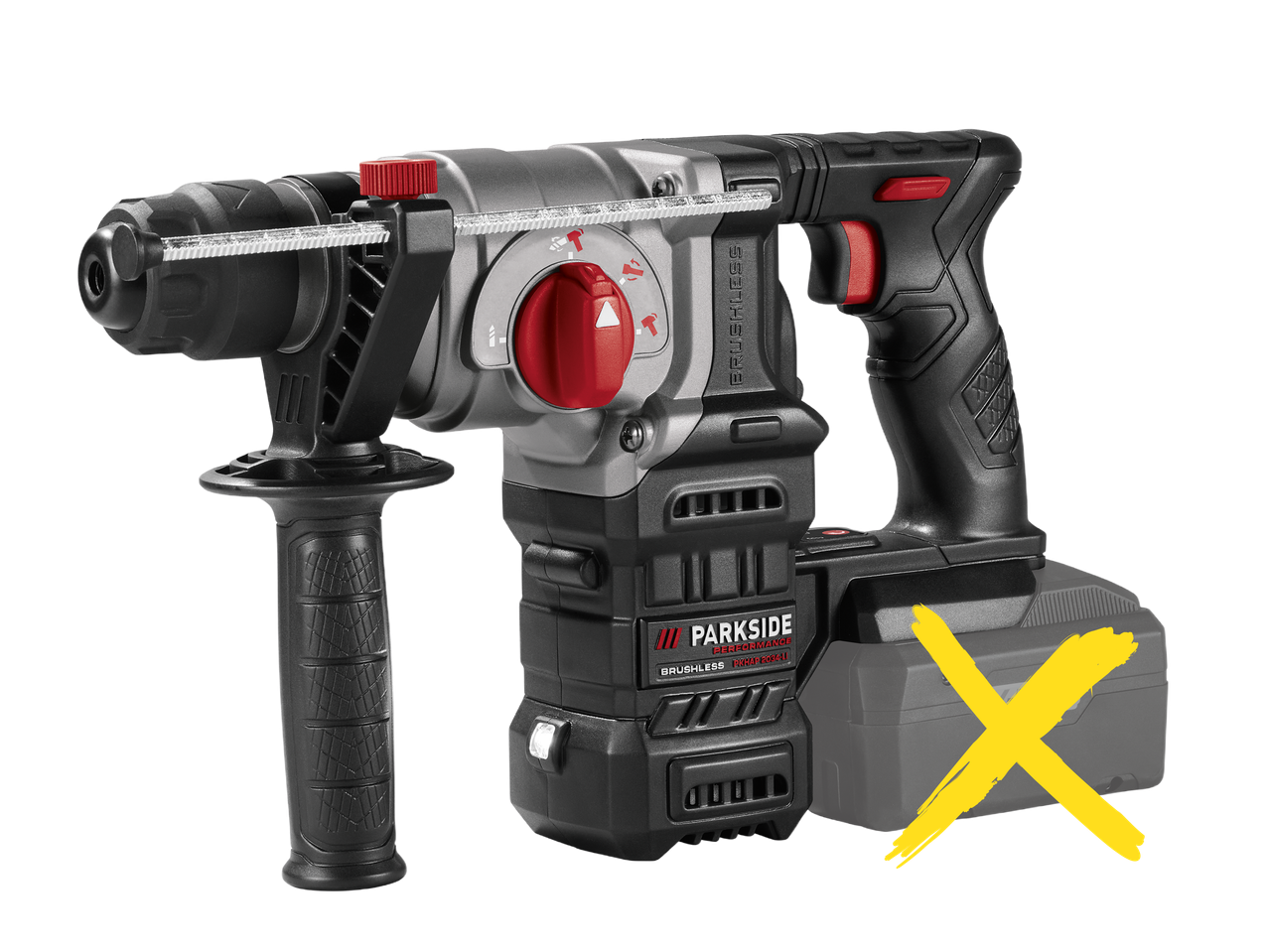 Akumulatorska udarna bušilica s pomoćnom ručkom i mjeračem dubine, bez baterije.