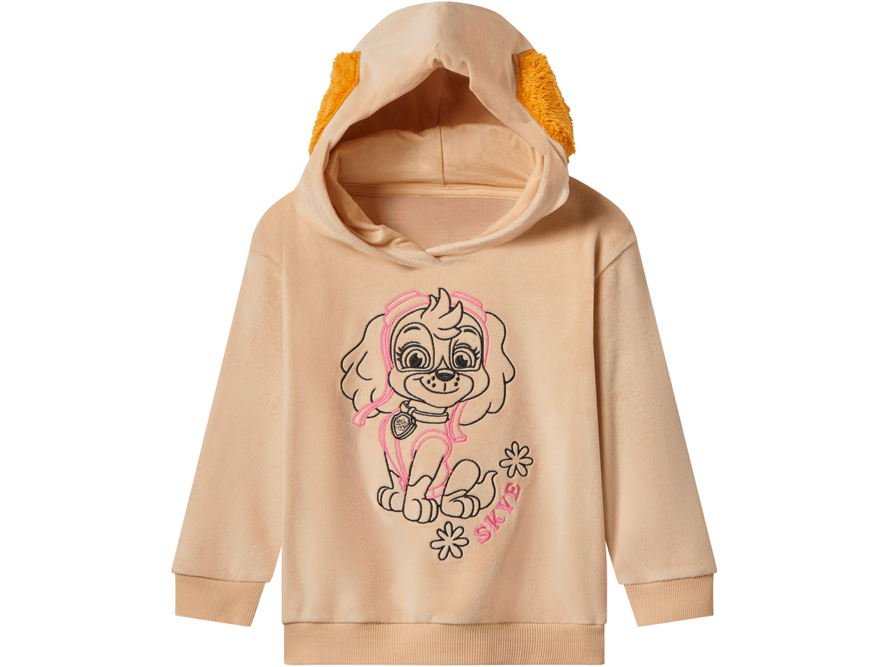 Bež majica s kapuljačom s otiskom Skye iz Paw Patrola i 3D ušima