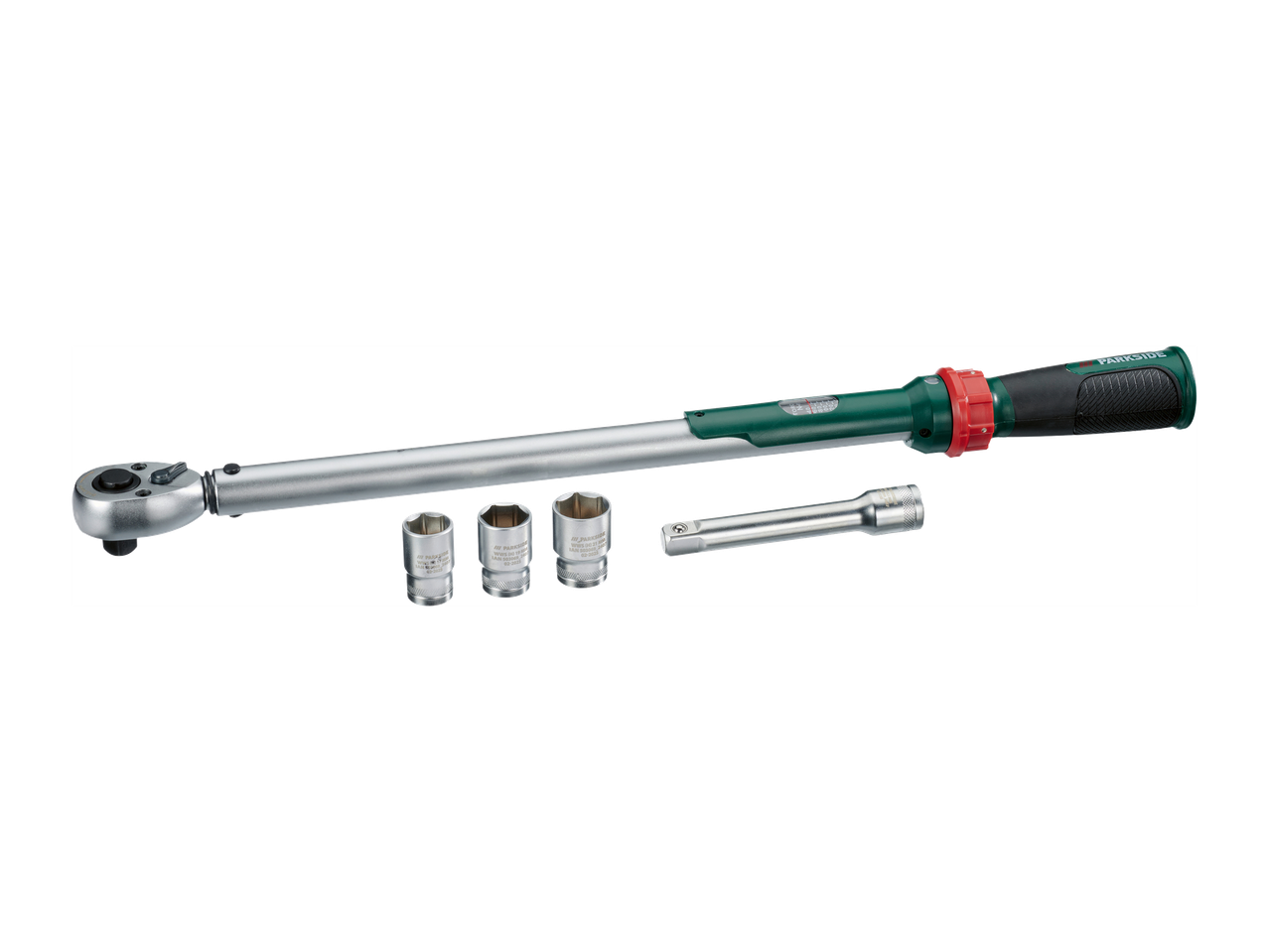 Momentni ključ s tremi nastavki in podaljškom.