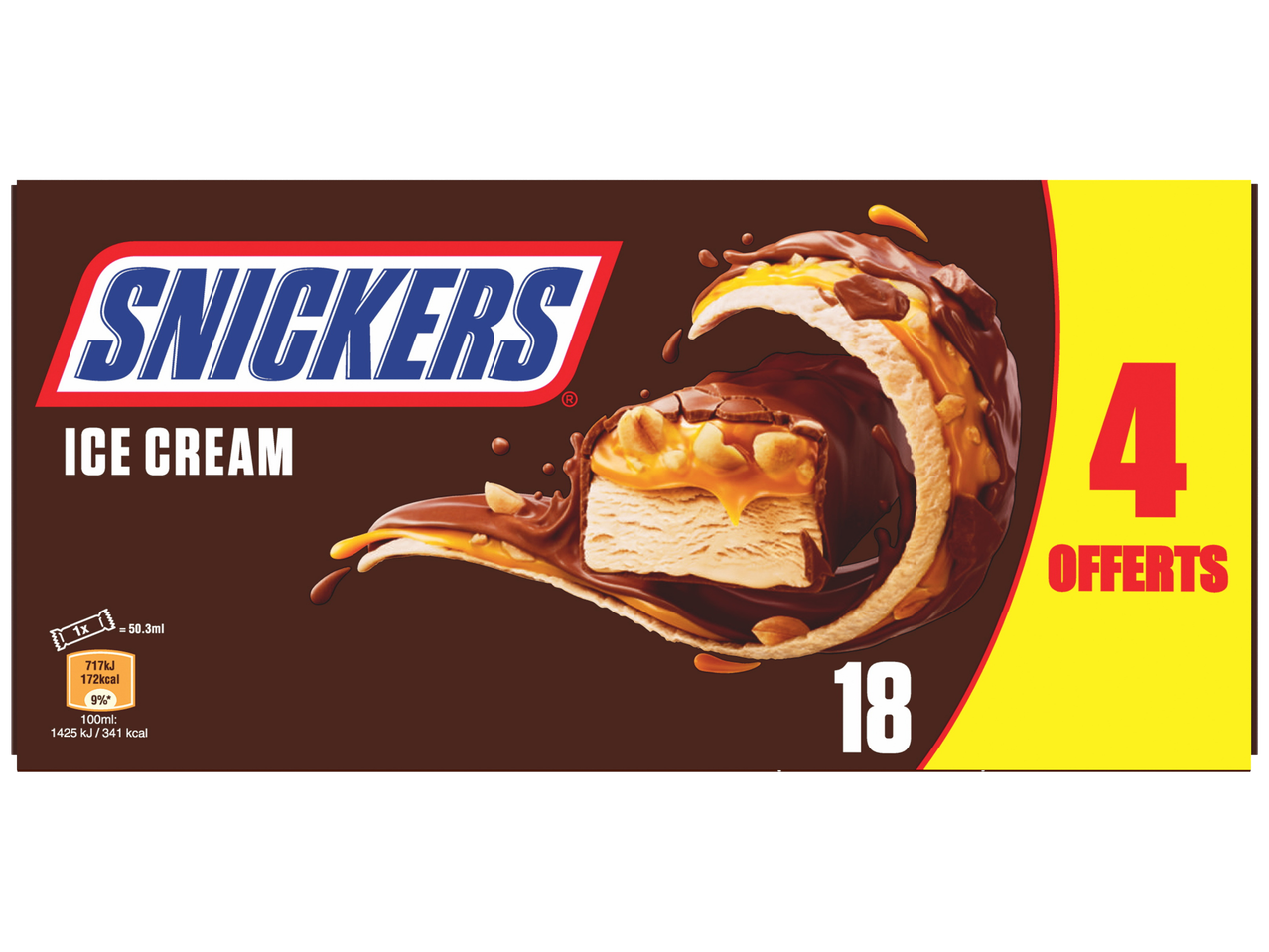Boîte de crème glacée avec 18 barres glacées, dont 4 offertes.