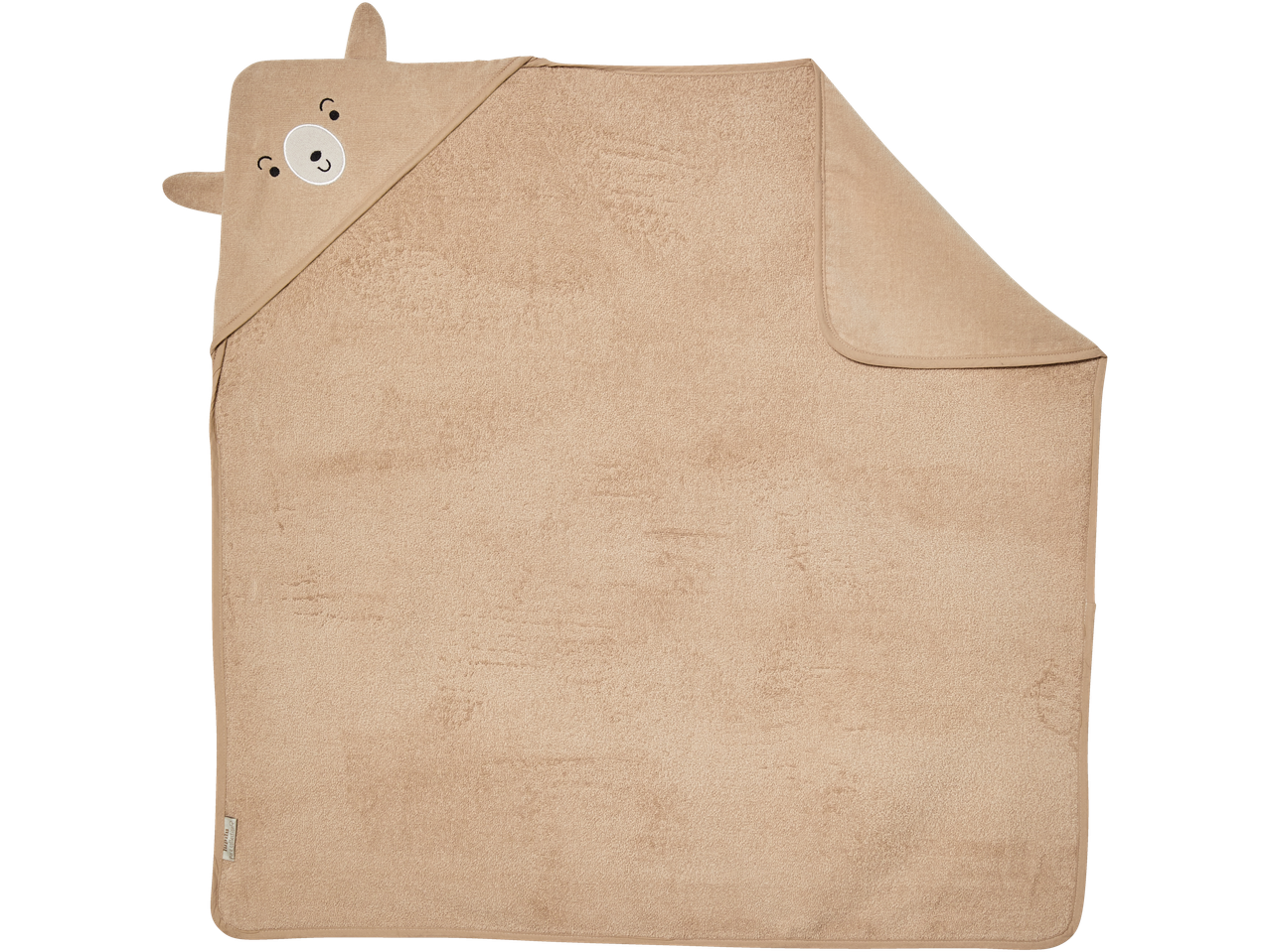 Lupilu baby hooded towel with a bear face design