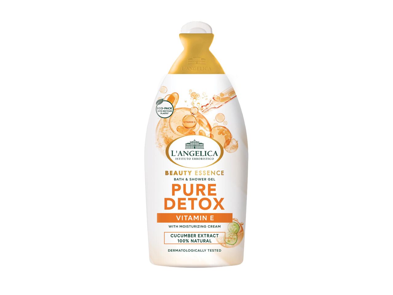 L'Angelica Pure Detox tusfürdő, E-vitaminnal és uborkakivonattal.