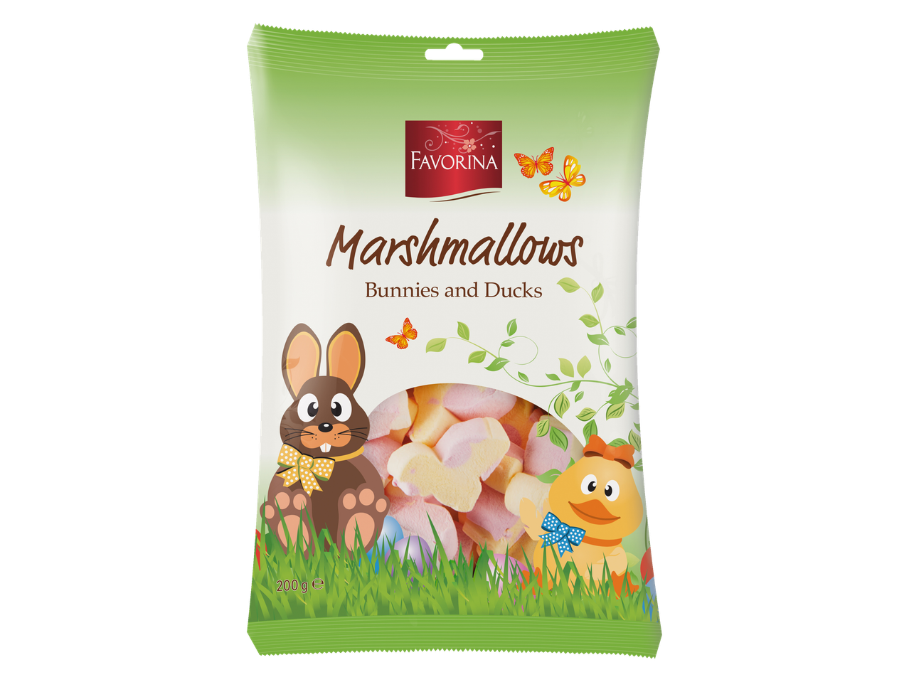 Favorina zefīri zaķu un pīļu formā.