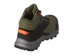 A Crivit hiking boot, olive green and black, is shown from the back.